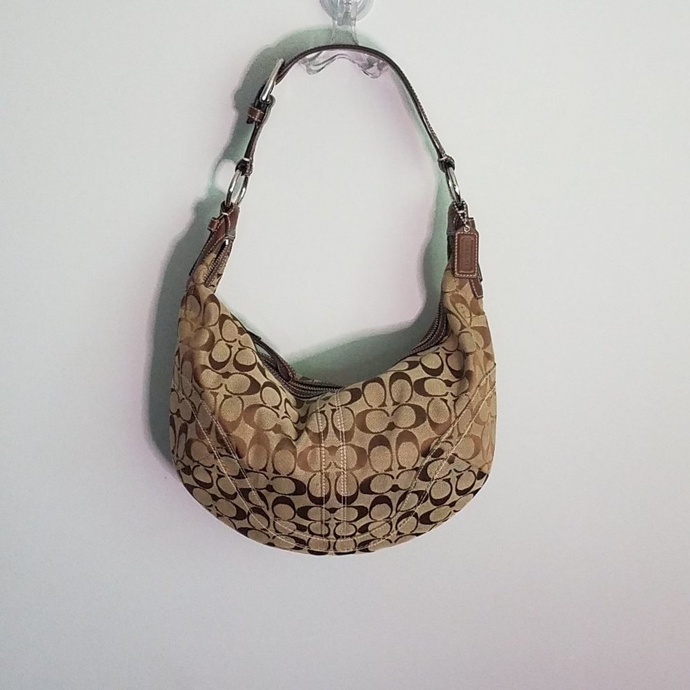 Coach Signature Hobo Bag in Brown and Tan